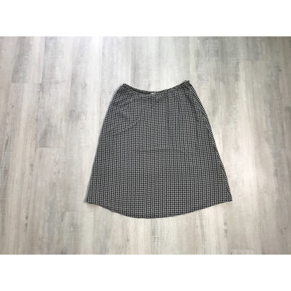 Talbots Womans Size 8 100% Pure Silk A-Line‎ Skirt Lined Side Zip Black, White - Picture 12 of 12